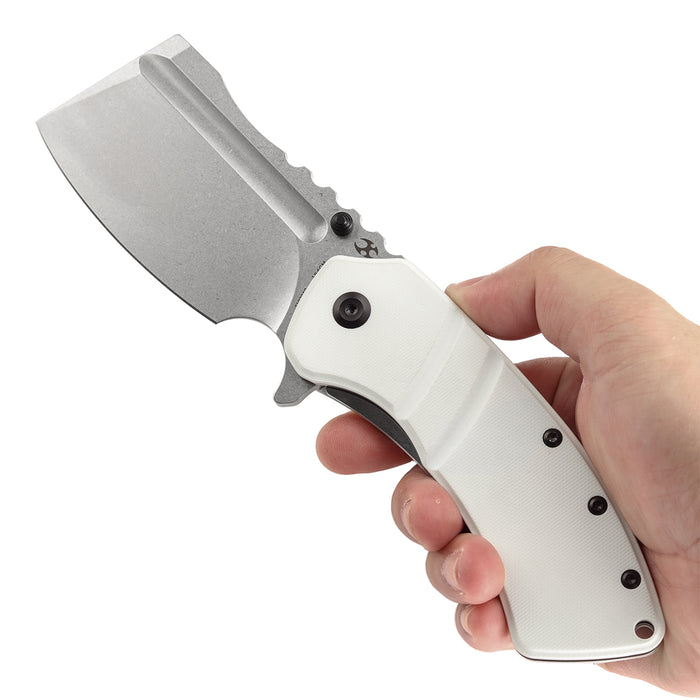 KANSEPT XL Korvid Flipper Knife White G10 Handle (3.55'' 154CM Blade) Koch Tools Design-T1030A9