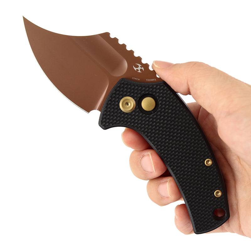 Kansept Wasp | Button Lock | Black G10 | 2.36" Rose Gold Coated 154CM Blade | Koch Tools Design | T2144F3