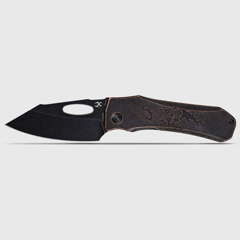 Loki | Frame Lock | 2.99" Blackwash Elmax Blade | Blackwash Titanium & Copper Bones | Steven Dunnuck Designed | K1058B8