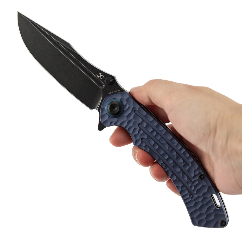 Kansept Pretatout | Purple Aluminum with Rock Texture | 3.56" CPM S35VN Blade | Kmaxrom Design | K1032A6