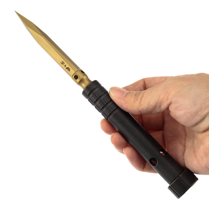 Kansept EDC Tool Stiletto G005A8 Bronze Coated 5CR13 Blade & Black Anodized Titanium Handle Designed by Marco Panella