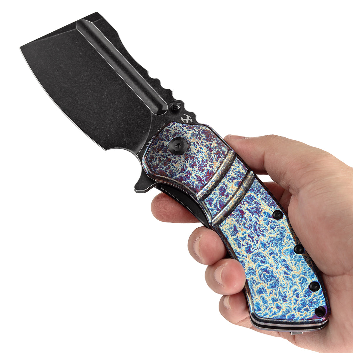 KANSEPT XL Korvid Flipper Knife Titanium with Lightning Strike