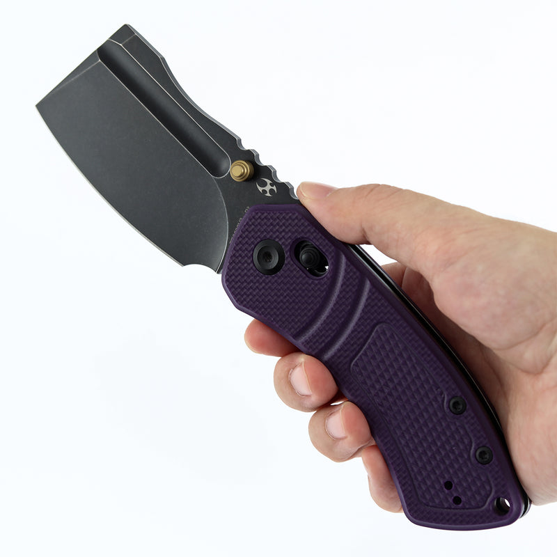 Kansept Korvid V | Crossbar Lock | Purple G10 with Diamond Pattern | 2.91" Blackwash D2 Blade | Koch Tools Designed | TE2030V3