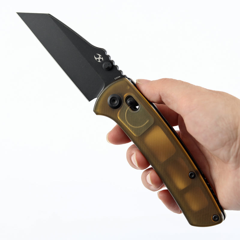 Kansept Main Street | Crossbar Lock | Amber PEI | 3.36" CPM S35VN Blade | Pinkerton Knives | K1015V4