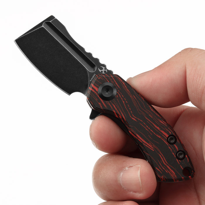 KANSEPT Mini Korvid Flipper Knife Red and Black G-mascus(1.45'' CPM S35VN Blade) Koch Tools Design-K3030S1