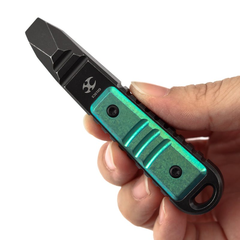 Kansept EDC Kursor Blackwash Titanium+Green Anodized Titanium Inlay Designed by Koch Tools-G015C5