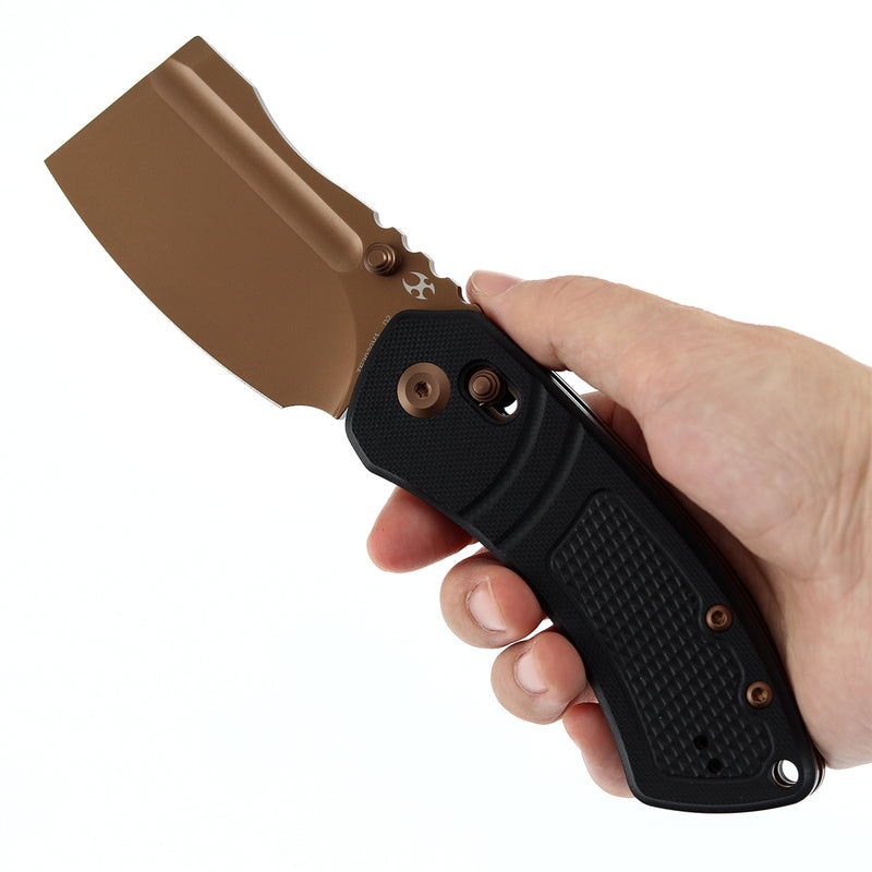 Kansept Korvid V | Crossbar Lock | Black G10 with Diamond Pattern | 2.91" Rose Gold Coated D2 Blade | Koch Tools Designed | TE2030V1
