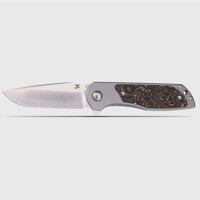 Ptarmigan | Frame Lock | Beadblasted Titanium & Copper Carbon Fiber | 3.12"Satin CPM S35VN | Jared Price Design | K2055A2