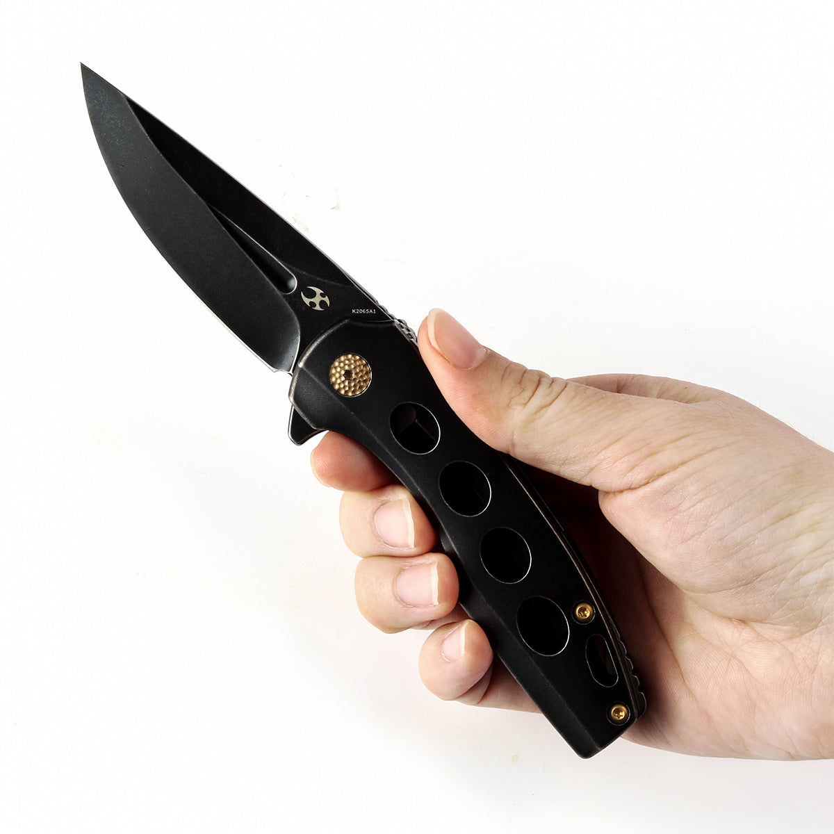 KANSEPT Cassowary Flipper Knife Blackwash Titanium Handle (2.9