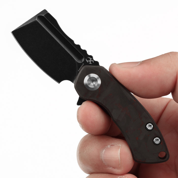 KANSEPT Mini Korvid Flipper Knife Black and Red Carbon Fiber(1.45'' CPM S35VN Blade) Koch Tools Design-K3030A13