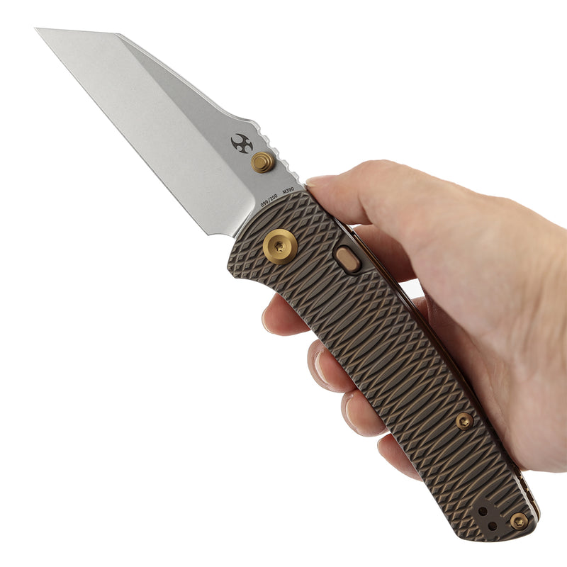 Kansept Main Street | Top Liner Lock | Bronze Anodized Titanium with Putter Pattern | 3.36" M390 Blade | K1015H6