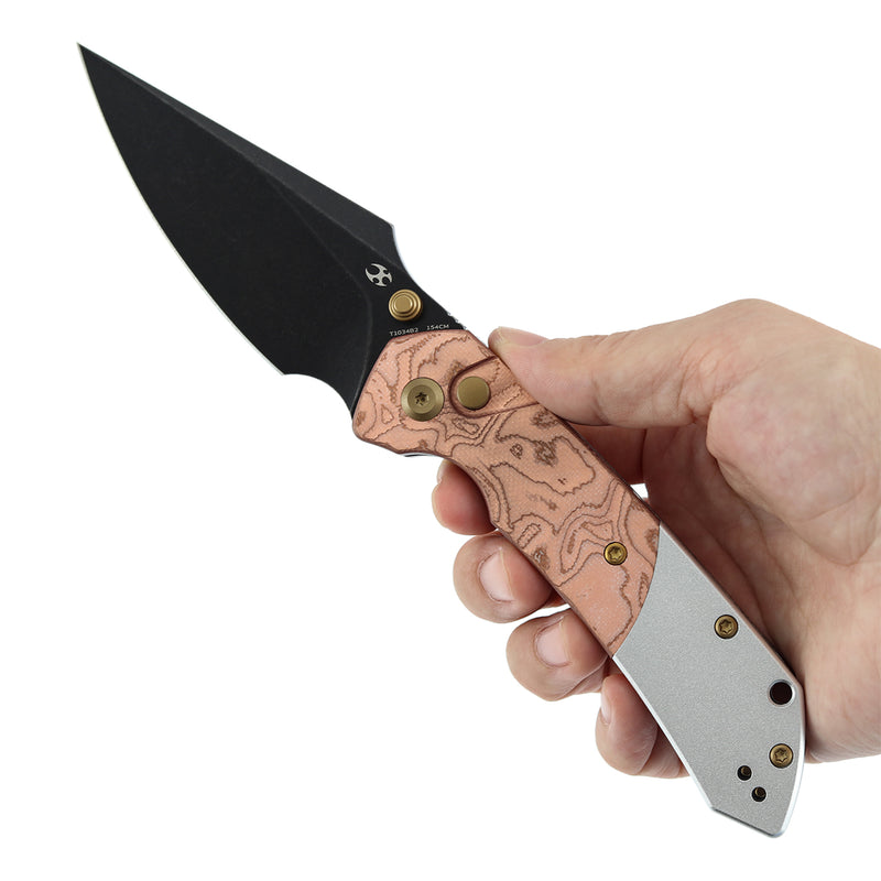 Kansept Fenrir | G-10 with Copper Foil | 3.45'' 154CM Blade | Sparrow Knife Design | T1034B2