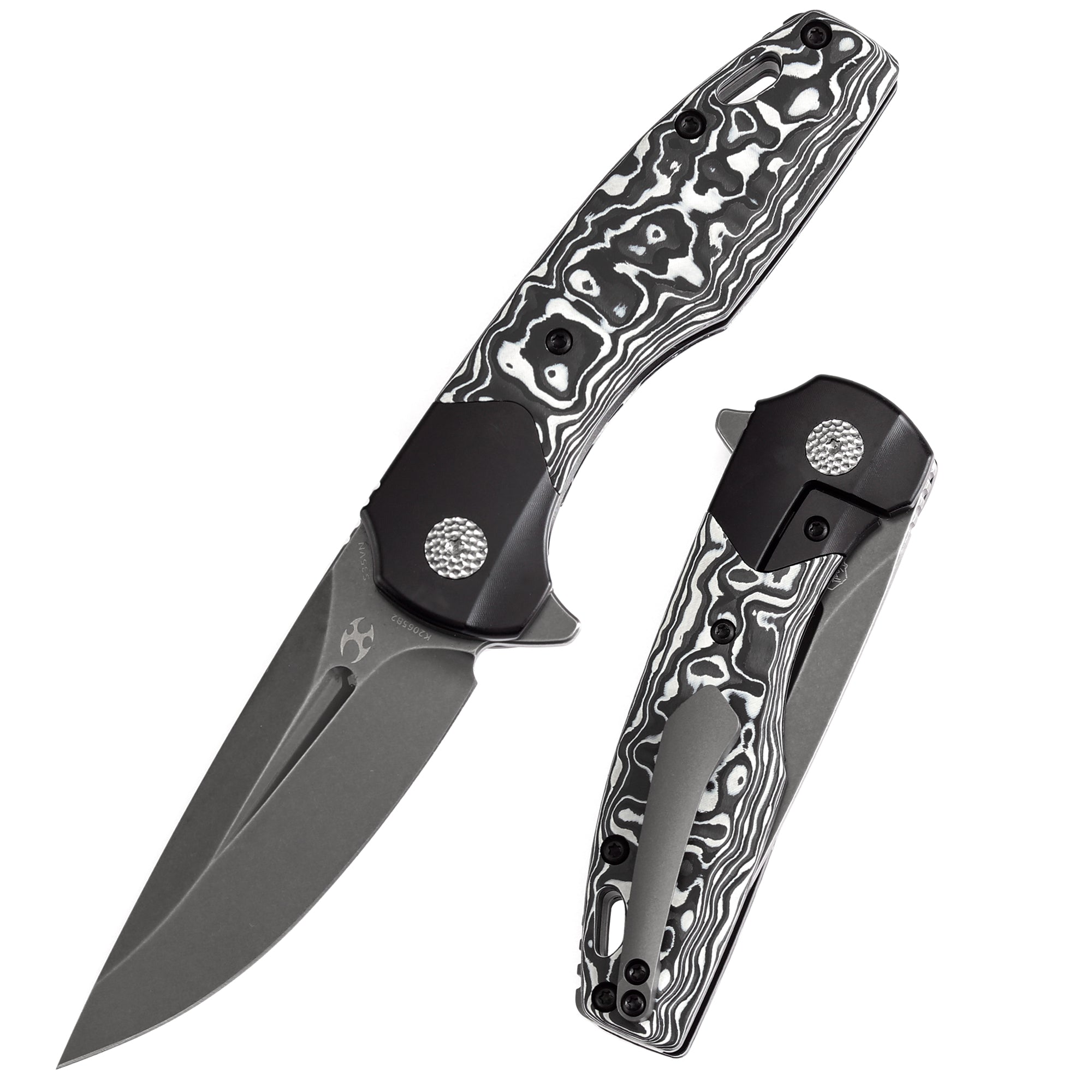 KANSEPT Cassowary Flipper Black Anodized Titanium and Black White