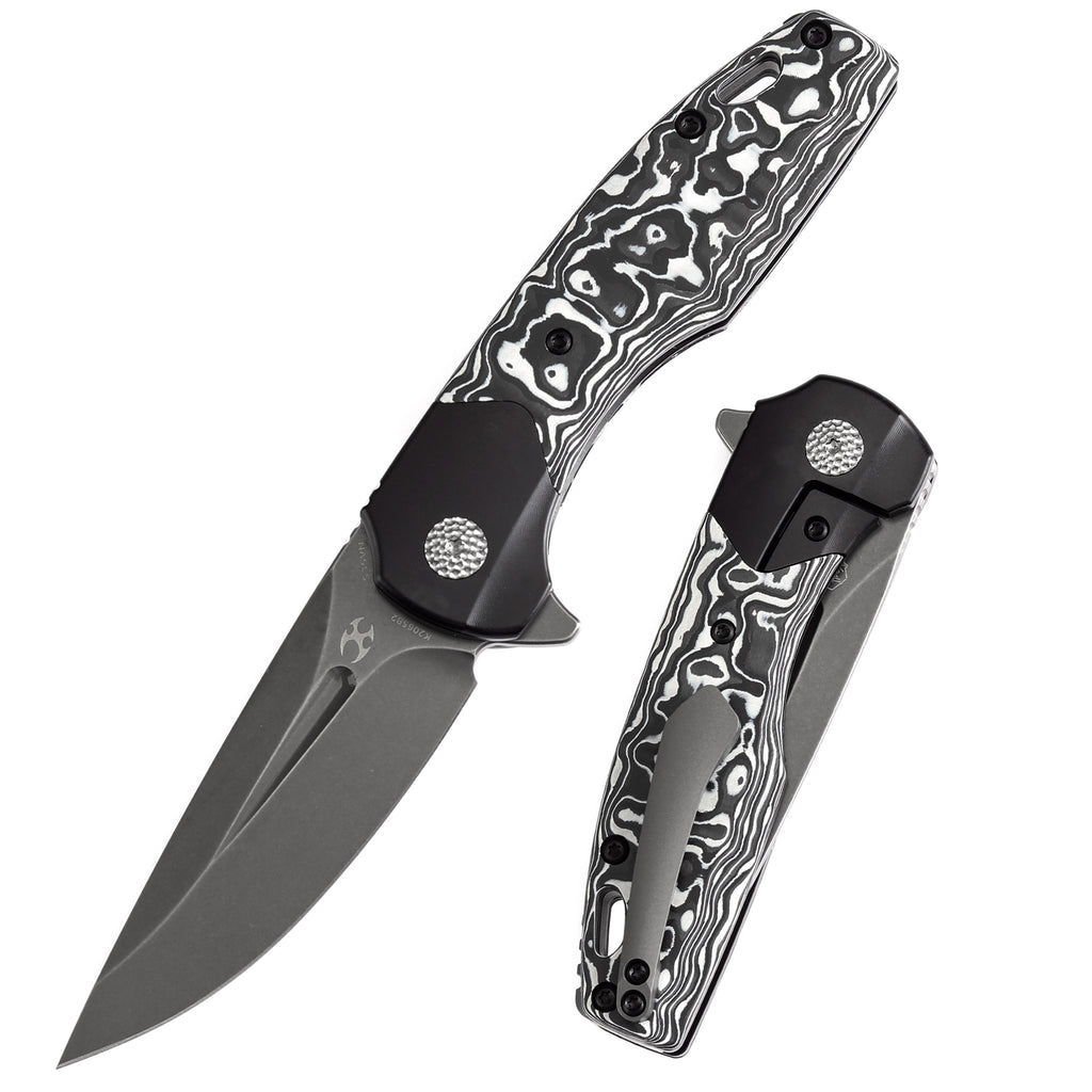 KANSEPT Cassowary Flipper Black Anodized Titanium and Black White