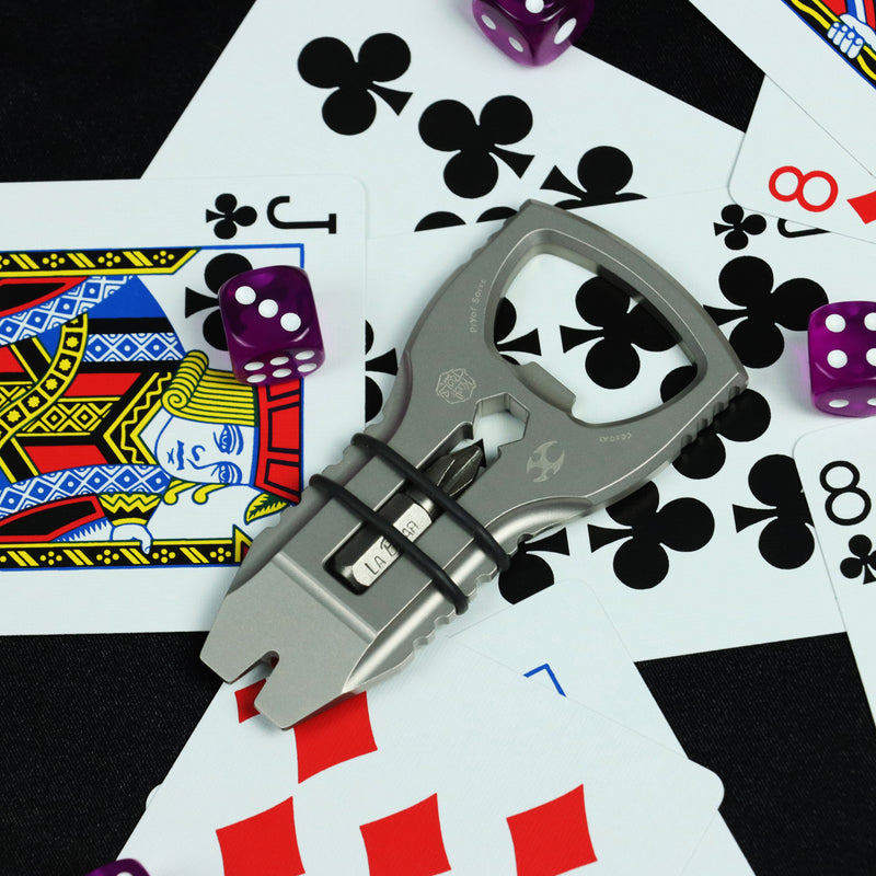 Kansept EDC PryofSorts C010A1 EDC Multi-Tool | Beadblasted Titanium | Bottle Opener, Pry Bar & Screwdriver | Designed by Koch Tools
