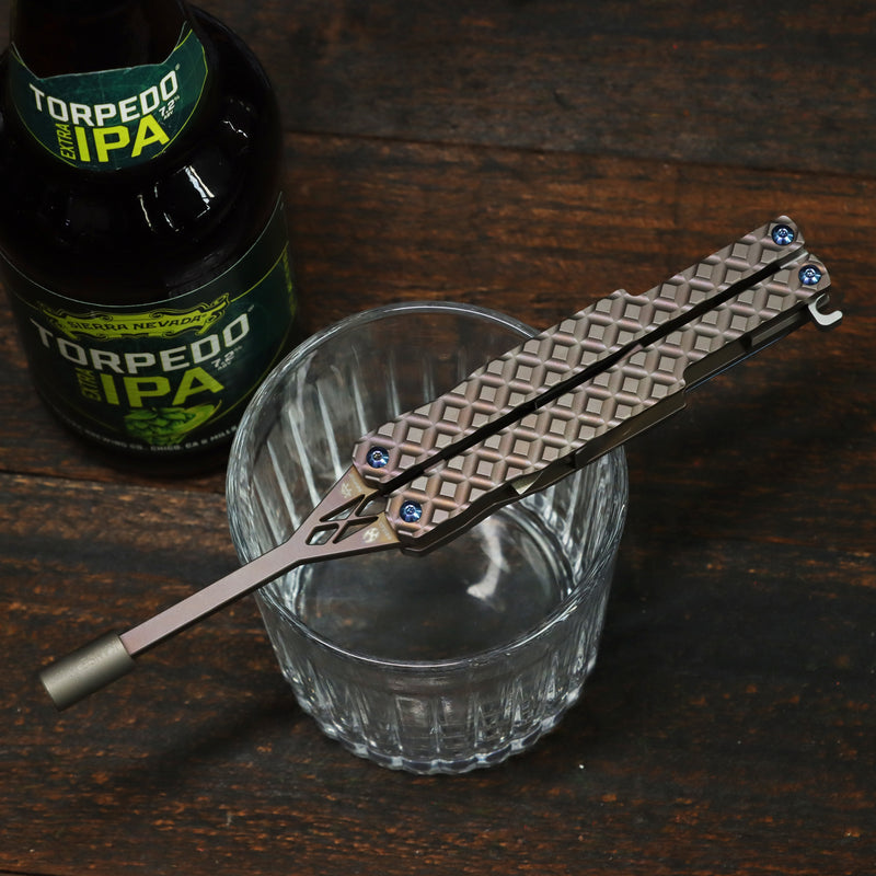 Kansept EDC Baildriver | Bronze Titanium Frag Pattern Driver with Magnetic Bit Storage by Steven Dunnck