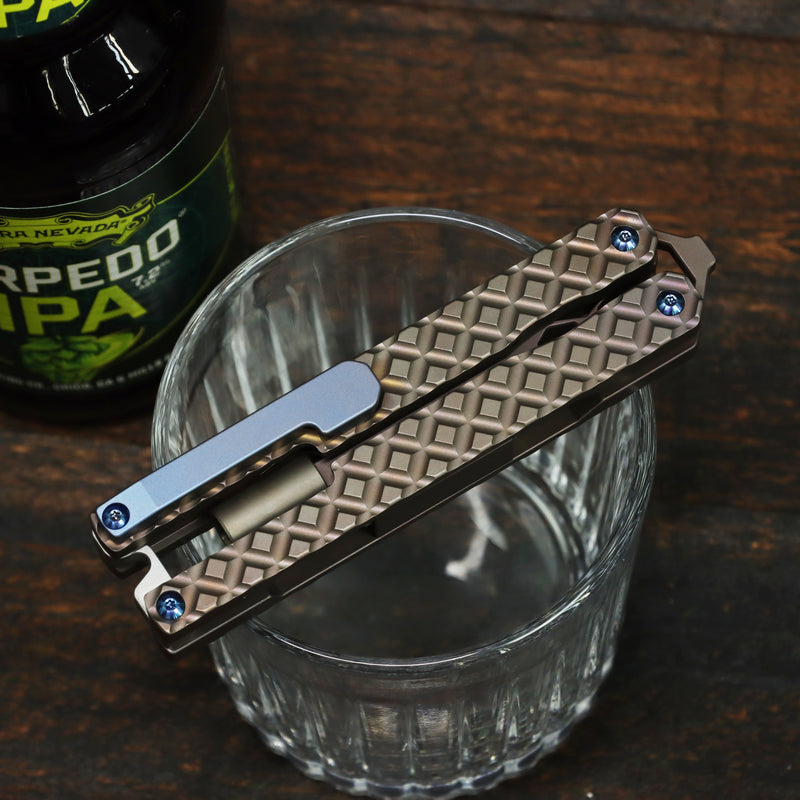 Kansept EDC Baildriver | Bronze Titanium Frag Pattern Driver with Magnetic Bit Storage by Steven Dunnck