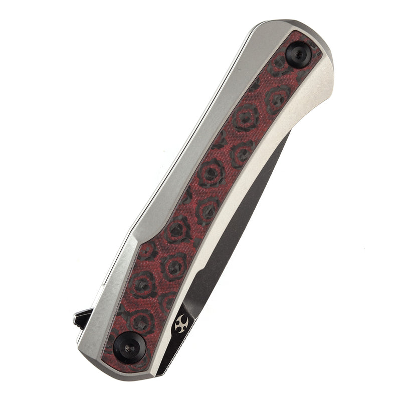 KANSEPT Kratos Flipper Knife Titanium +  Black Carbon Fiber Inlay Handle (3.79‘'CPM-S35VN Blade)Ostap Hel Design-K1024A9