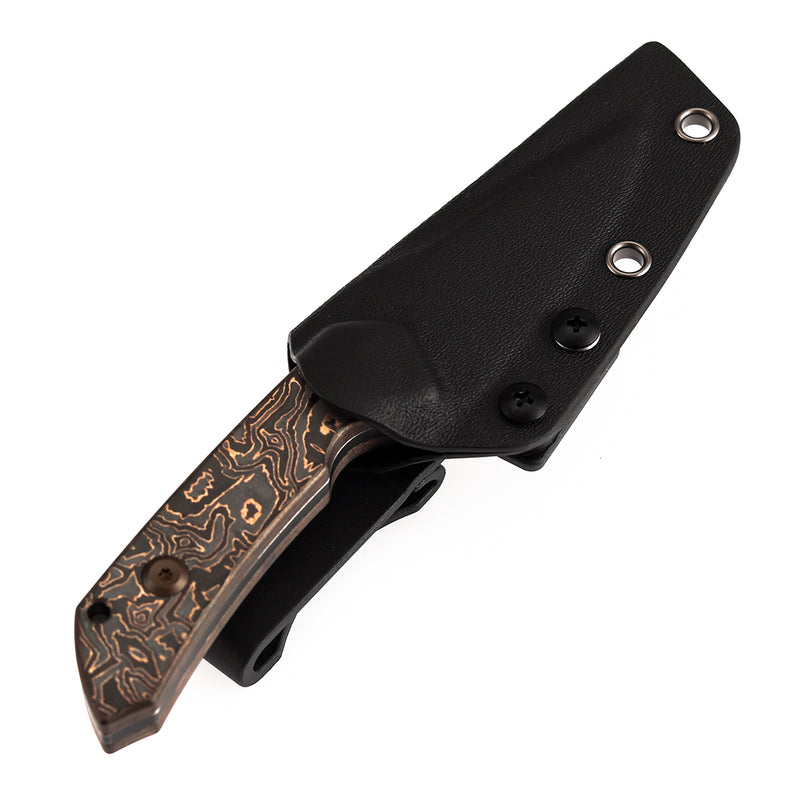 Kansept Fenrir | Fixed Blade | Copper Carbon Fiber |2.87" D2 Blade | Sparrow Knife Design | G3034A2