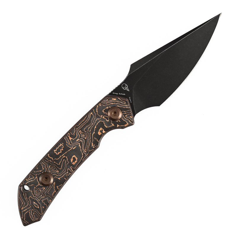 Kansept Fenrir | Fixed Blade | Copper Carbon Fiber |2.87" D2 Blade | Sparrow Knife Design | G3034A2