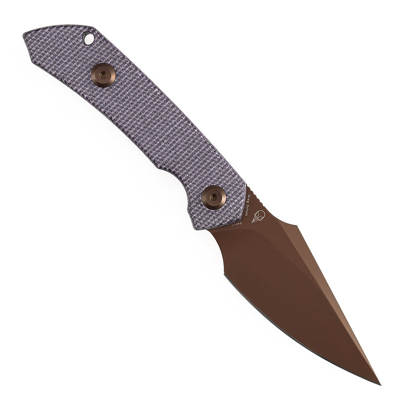 Kansept Fenrir | Fixed Blade | Purple Micarta |2.87" Rose Gold D2 Blade | Sparrow Knife Design | G3034A5