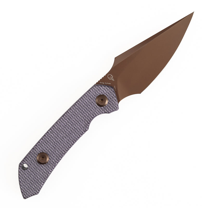 Kansept Fenrir | Fixed Blade | Purple Micarta |2.87" Rose Gold D2 Blade | Sparrow Knife Design | G3034A5