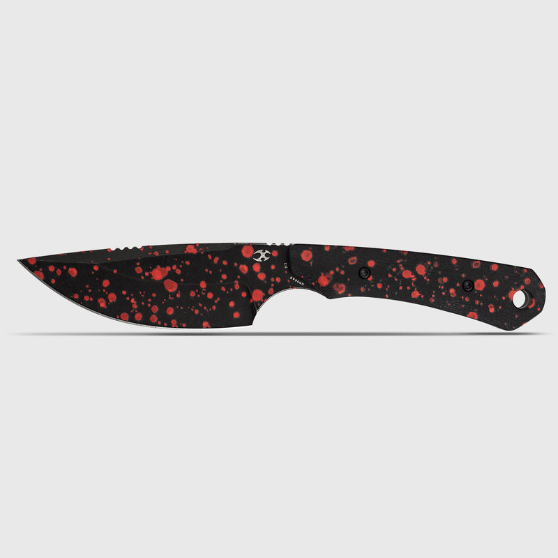Flank | Fixed Blade | Black G10 with Zombie Blood Print | 3.69" D2 with Zombie Blood Print Blade | TuffKnives Design | G006A8