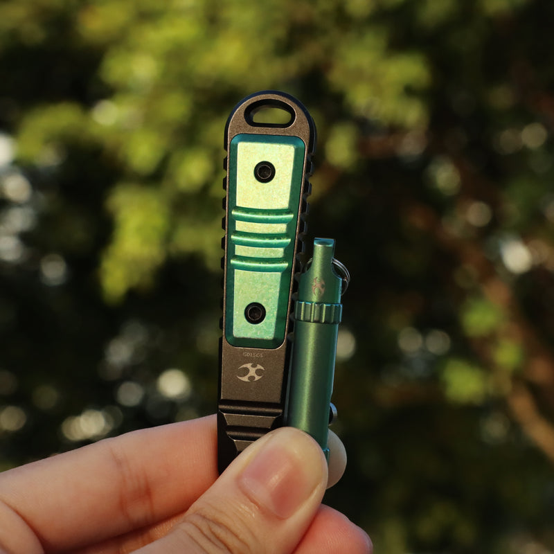 Kansept EDC Kursor Blackwash Titanium+Green Anodized Titanium Inlay Designed by Koch Tools-G015C5
