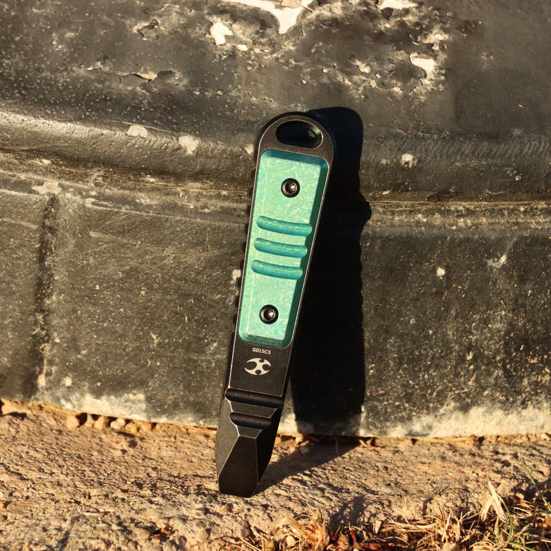 Kansept EDC Kursor Blackwash Titanium+Green Anodized Titanium Inlay Designed by Koch Tools-G015C5