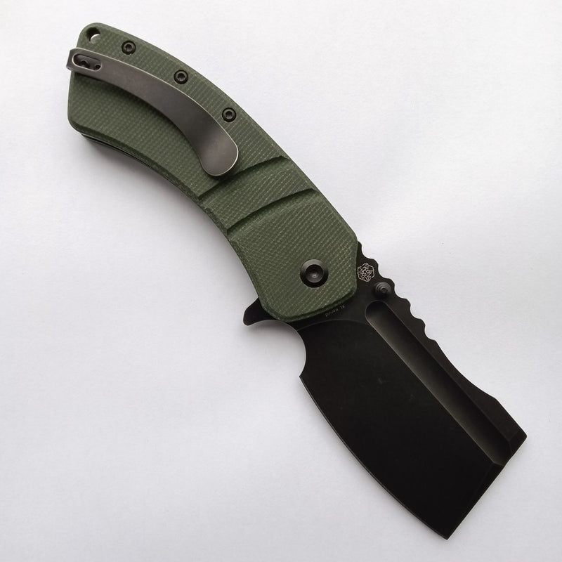 KANSEPT XL Korvid Black Stonewashed 154CM Blade Green Micarta Handle Designed by Koch Tools-T1030B4