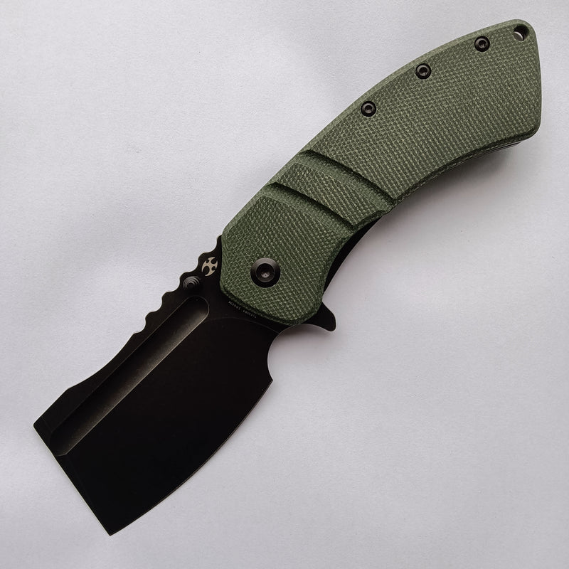 KANSEPT XL Korvid Black Stonewashed 154CM Blade Green Micarta Handle Designed by Koch Tools-T1030B4