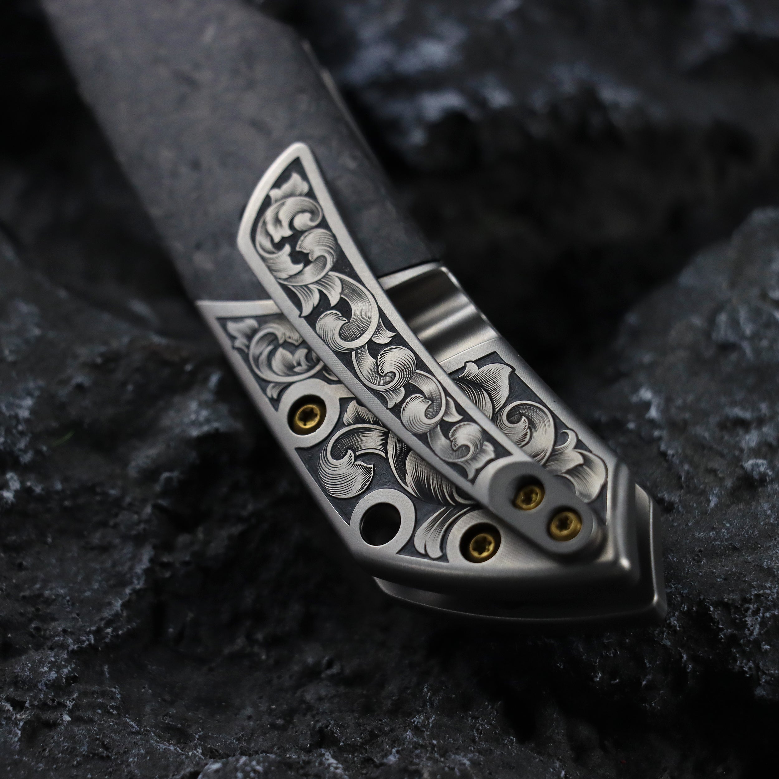 KANSEPT Special Custom Hand Engraved Fenrir Beadblasted Titanium
