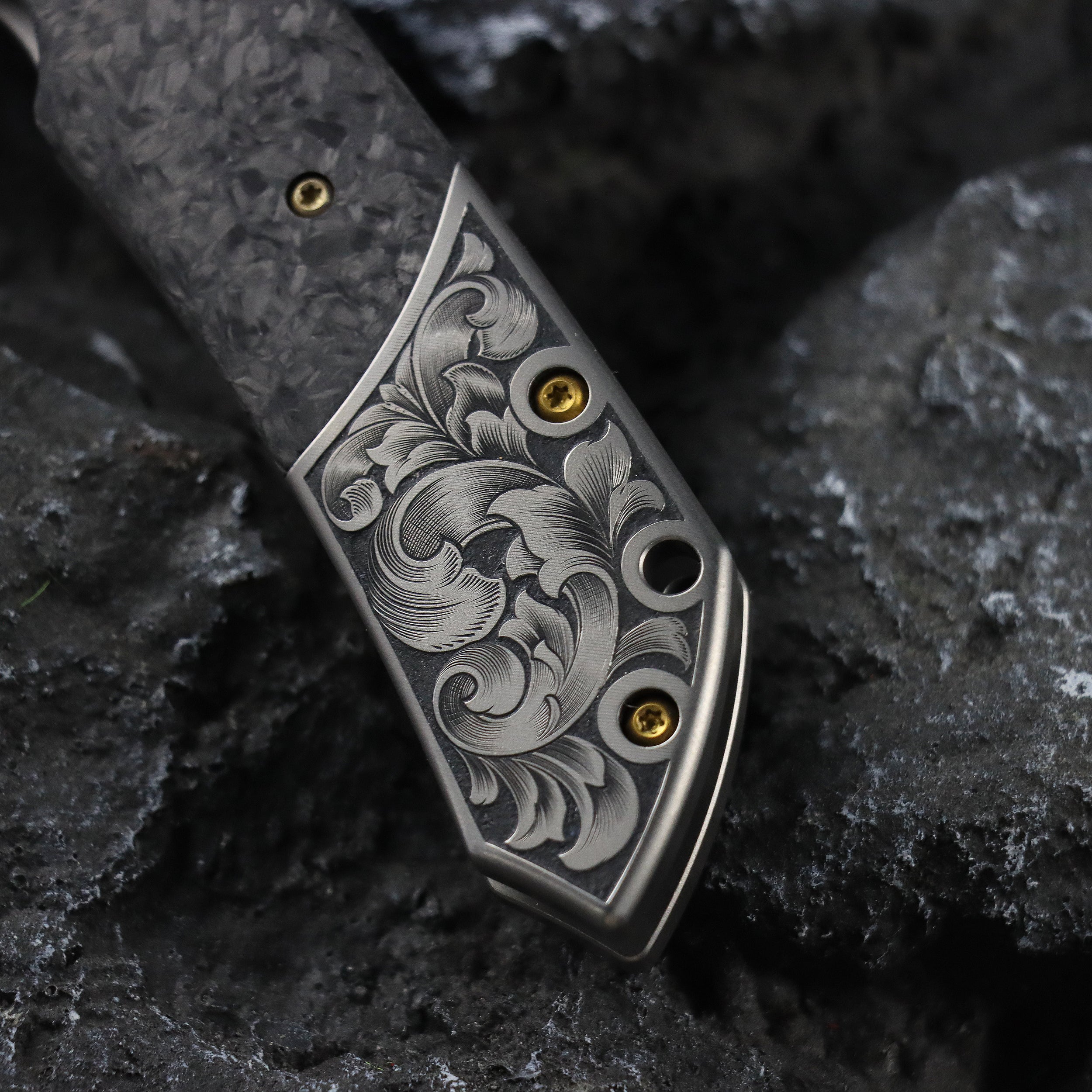 KANSEPT Special Custom Hand Engraved Fenrir Beadblasted Titanium