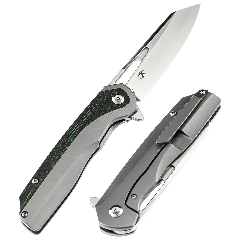 KANSEPT Shard Left Handed Thumb Hole Knife Titanium with Jungle