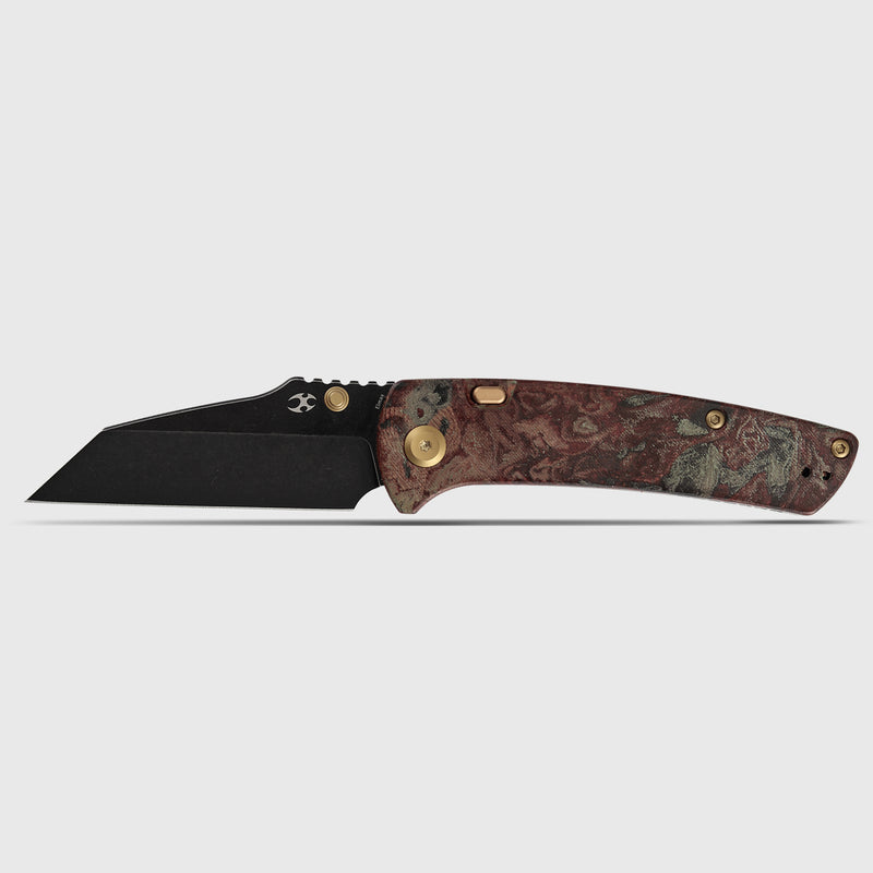 Main Street | Top Liner Lock | Red Rag Burl Canvas Micarta | 3.36" Elmax Blade | Pinkerton Knives Design | K1015H1