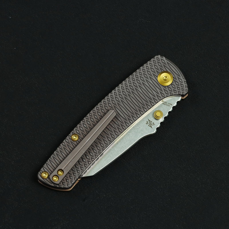 Kansept Main Street | Top Liner Lock | Bronze Anodized Titanium with Putter Pattern | 3.36" M390 Blade | K1015H6