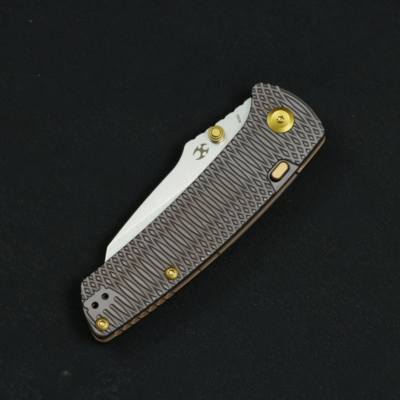 Kansept Main Street | Top Liner Lock | Bronze Anodized Titanium with Putter Pattern | 3.36" M390 Blade | K1015H6