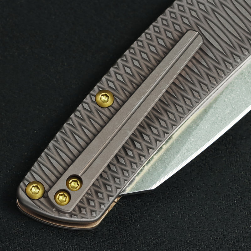 Kansept Main Street | Top Liner Lock | Bronze Anodized Titanium with Putter Pattern | 3.36" M390 Blade | K1015H6
