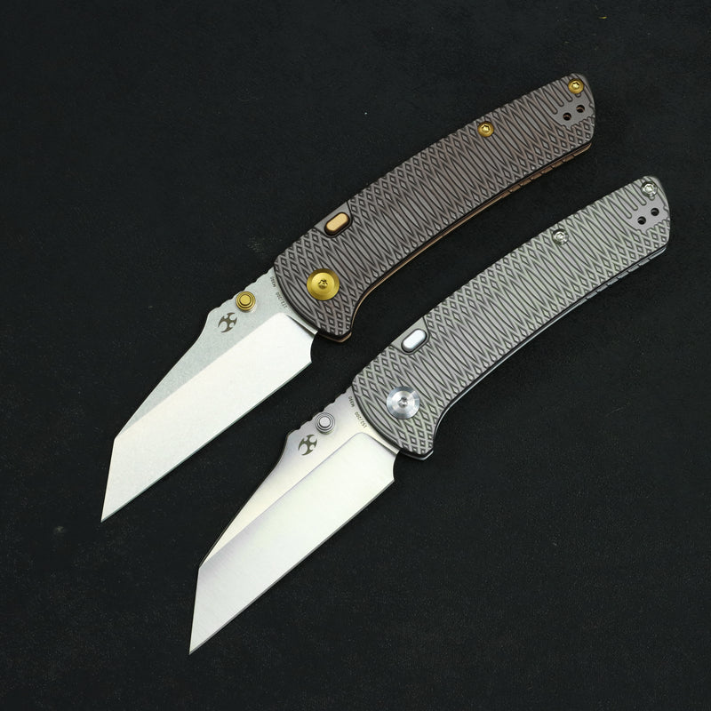 Kansept Main Street | Top Liner Lock | Bead Blasted Titanium with Putter Pattern | 3.36" M390 Blade | K1015H7