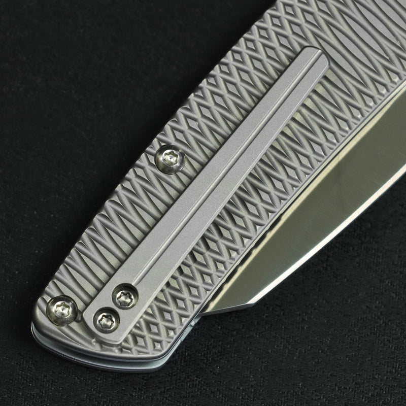 Kansept Main Street | Top Liner Lock | Bead Blasted Titanium with Putter Pattern | 3.36" M390 Blade | K1015H7