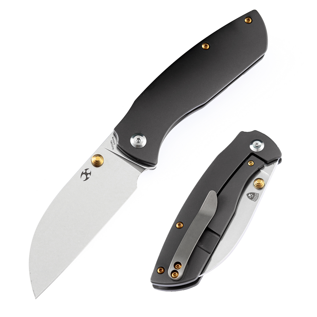 Convict CPM S35VN Blade Dark Gray Anodized Titanium Handle Sheepdog Knives Design K1023B1