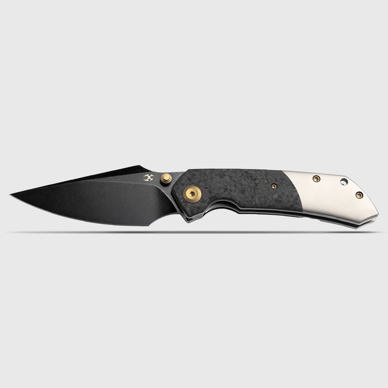 KANSEPT Fenrir Front Flipper/Thumb Stud Knife Shred Carbon Fiber +Titanium Handle (3.48'' CPM-S35VN Blade) Greg Schob Design-K1034A1