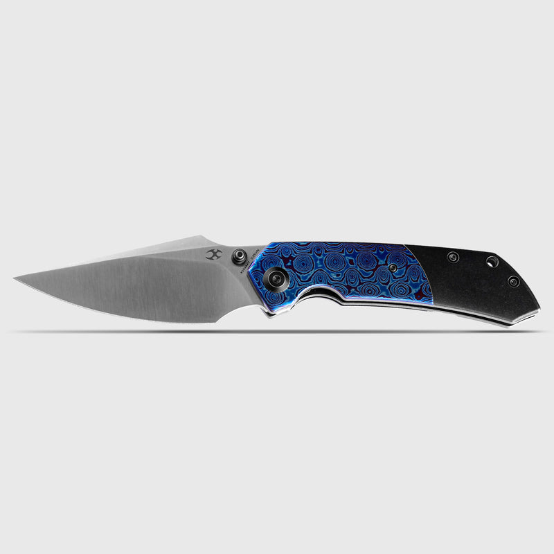 KANSEPT Fenrir Front Flipper/Thumb Stud Knife Titanium + Timascus Handle (3.48'' CPM-S35VN Blade) Greg Schob Design-K1034A7