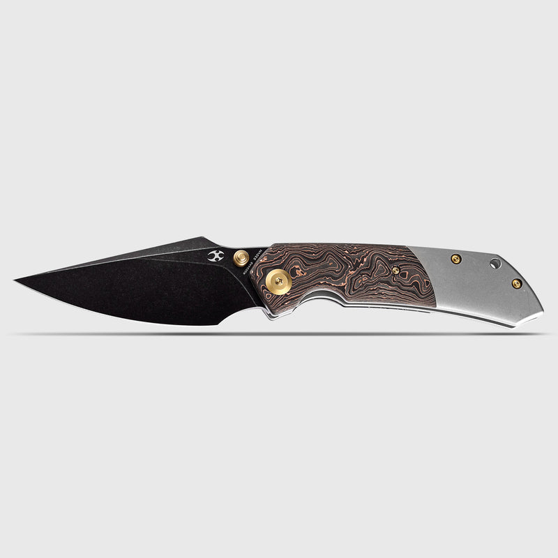 KANSEPT Fenrir Front Flipper/Thumb Stud Knife  Copper Carbon Fiber + Titanium Handle (3.48'' CPM-S35VN Blade) Greg Schob Design-K1034A9