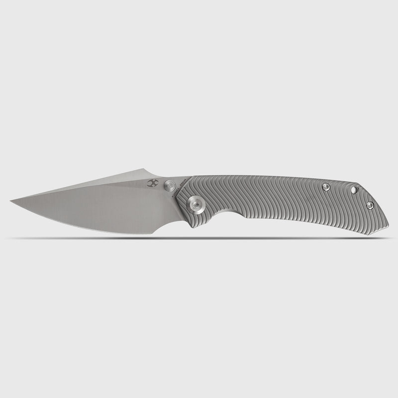 Kansept Fenrir  | Frame Lock | Beadblasted Anodized Titanium with Micro Milled Water Ripple Texture | 3.48'' Satin CPM S35VN Blade | Sparrow Knife Design | K1034C1