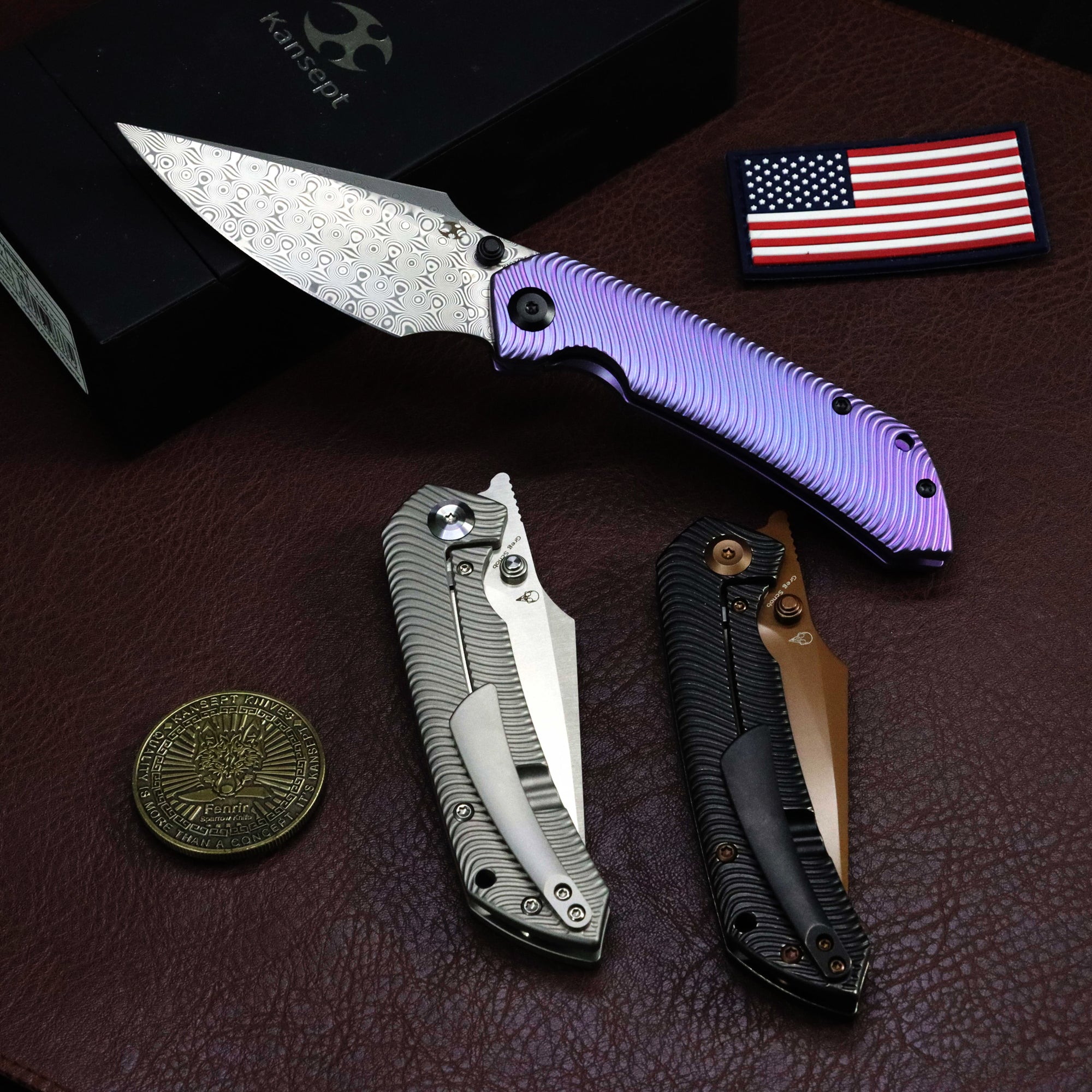 Kansept Fenrir | Frame Lock | Purple Anodized Titanium with Micro