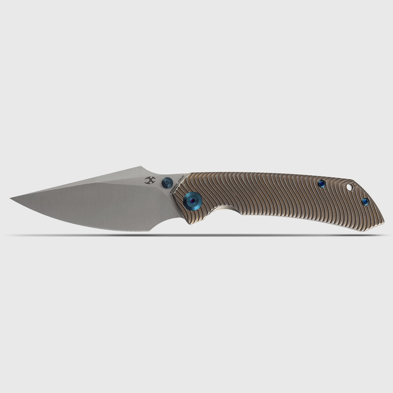 Kansept Fenrir  | Frame Lock | Bronze Anodized Titanium with Micro Milled Water Ripple Texture | 3.48'' Satin CPM S35VN Blade | Sparrow Knife Design | K1034C2