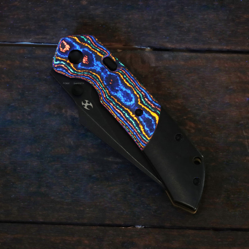 KANSEPT | Fenrir Top Liner Lock | 80S Camo Carbon Fiber & Titanium | 3.4" Blackwash CPM 20CV | Sparrow Knife Design | K1034H1