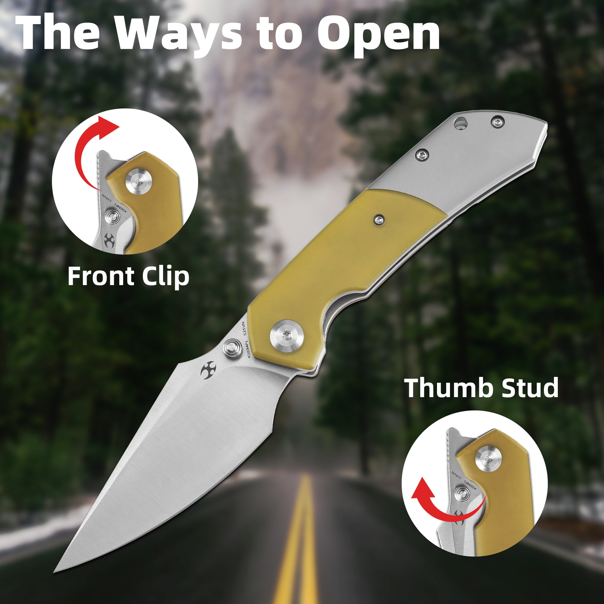KANSEPT Fenrir Front Flipper/Thumb Stud Knife Plain Titanium +