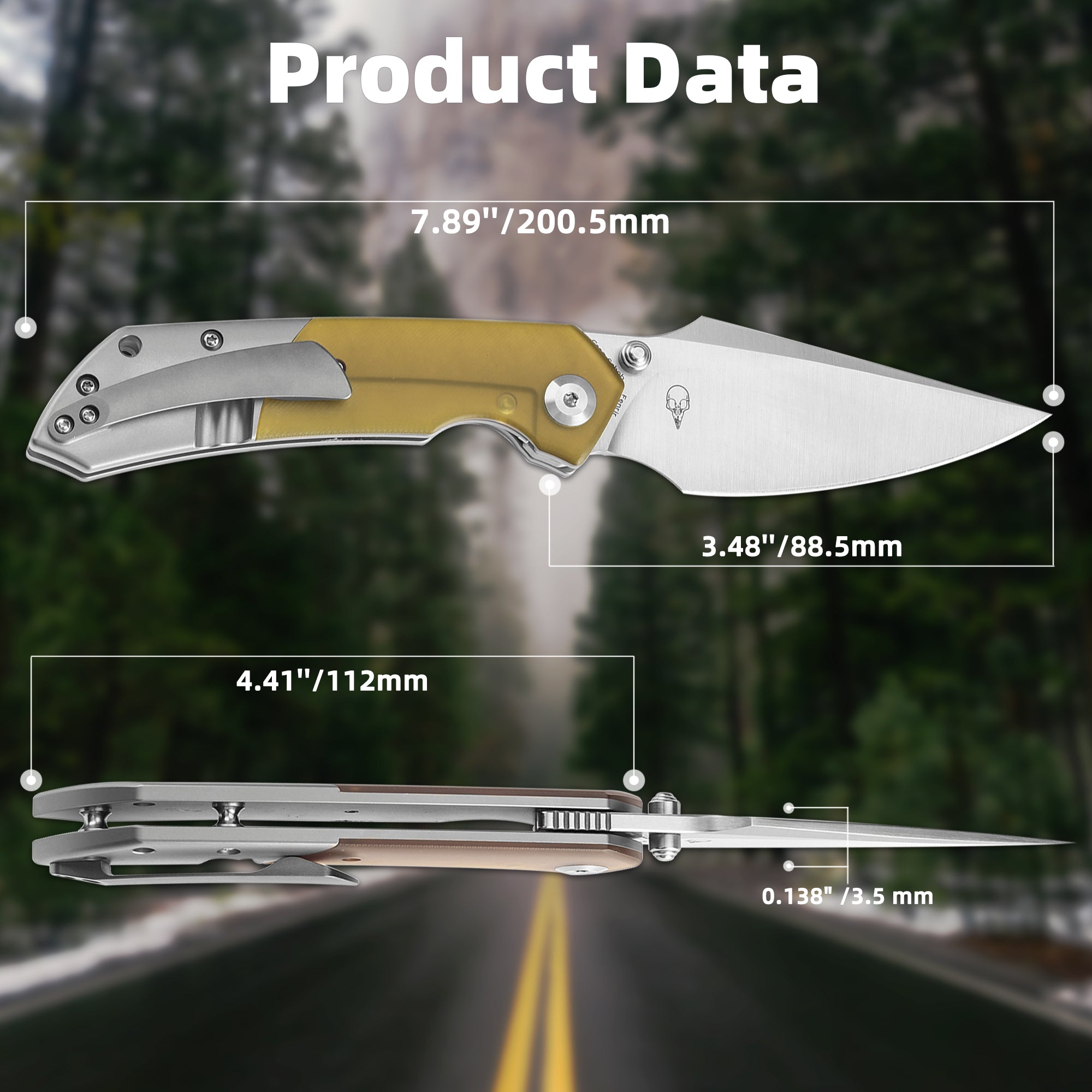 KANSEPT Fenrir Front Flipper/Thumb Stud Knife Plain Titanium +